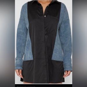 Maniere de Voir DENIM PANEL SHIRT DRESS - BLACK. NWT. Size US12/UK16.